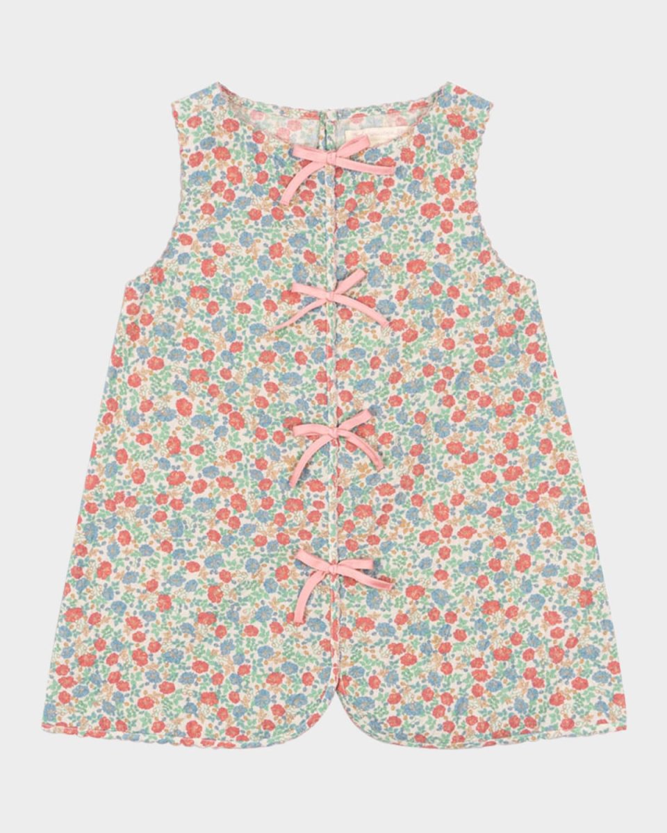 Girl's Elin Floral-Print Bow Dress, Size 9M-10